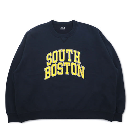 90年代 FRUIT OF THE LOOM カレッジプリント スウェット 3XL ネイビー SOUTH BOSTON アーチロゴ 前V メキシコ製