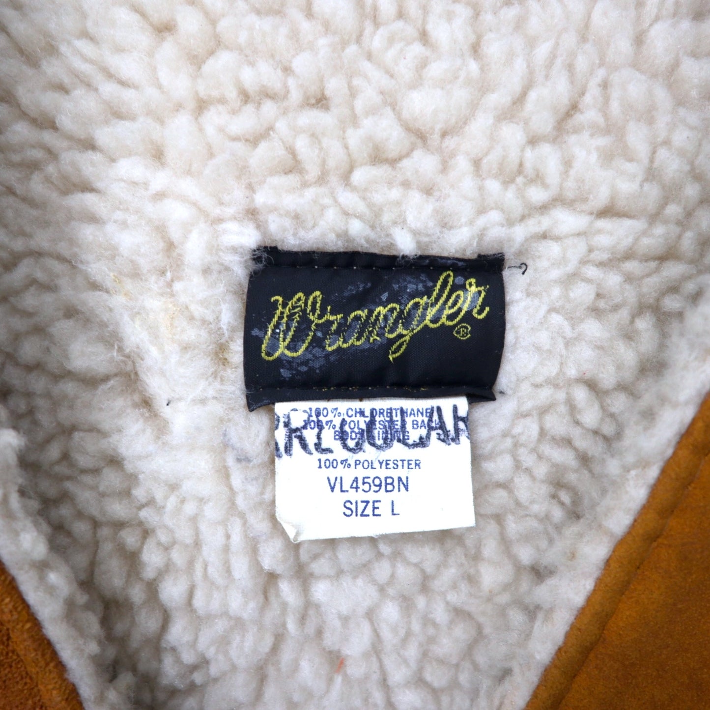 Wrangler 70年代 フェイクスエードレザー ボア ベスト L ブラウン VL459BN