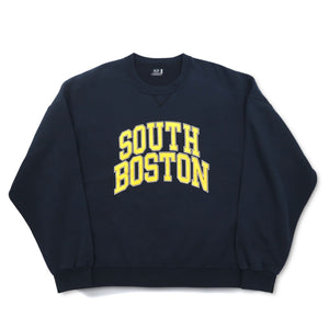 90年代 FRUIT OF THE LOOM カレッジプリント スウェット 3XL ネイビー SOUTH BOSTON アーチロゴ 前V メキシコ製