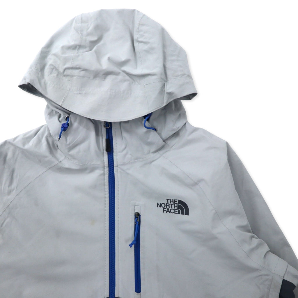 THE NORTH FACE Mountain Parka M Gray Polyester Waterproof Breathable Hyvent Logo Print Detachable Hood