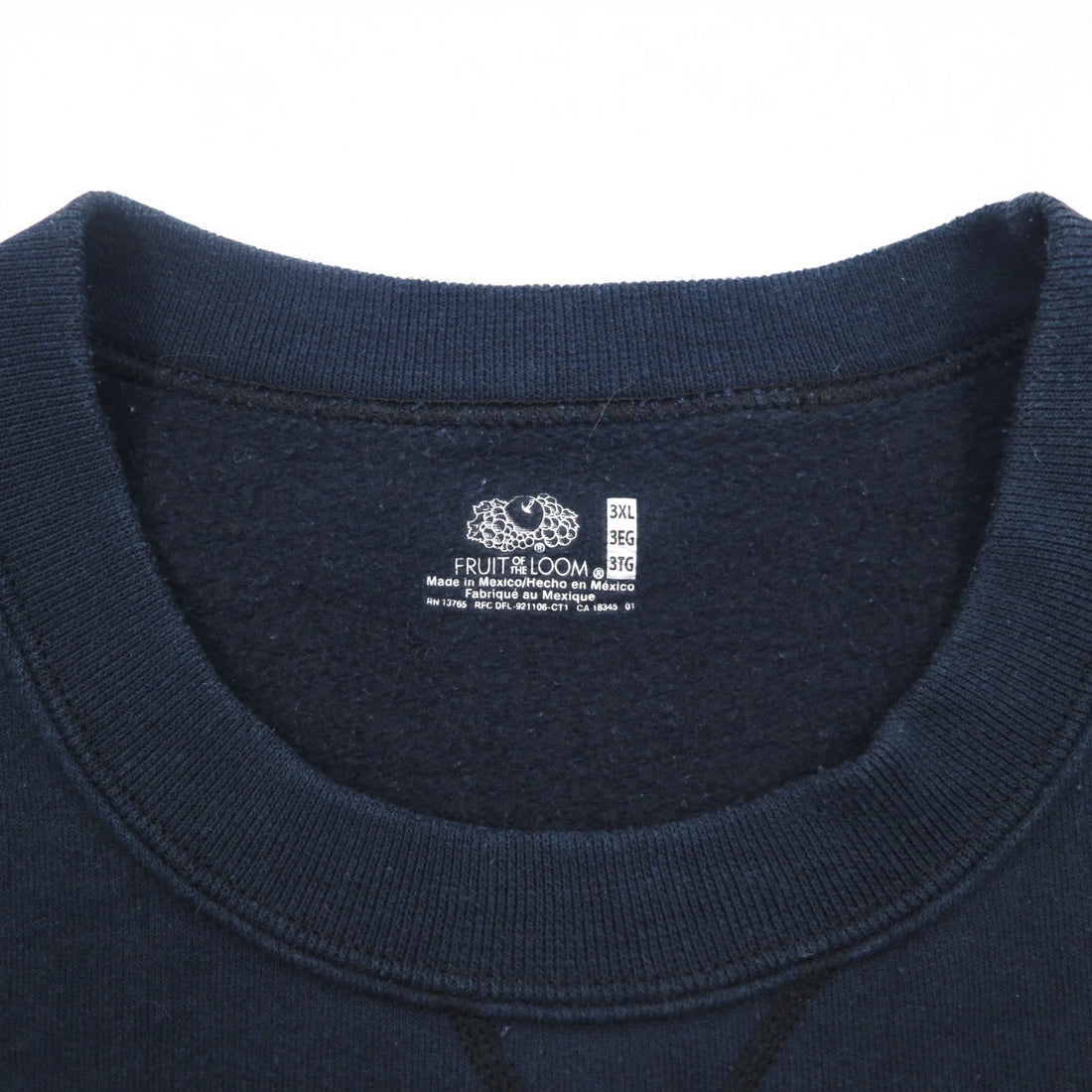 90s FRUIT OF THE LOOM College Print Sweatshirt 3XL Navy SOUTH BOSTON Arch Logo Front V Made in Mexico