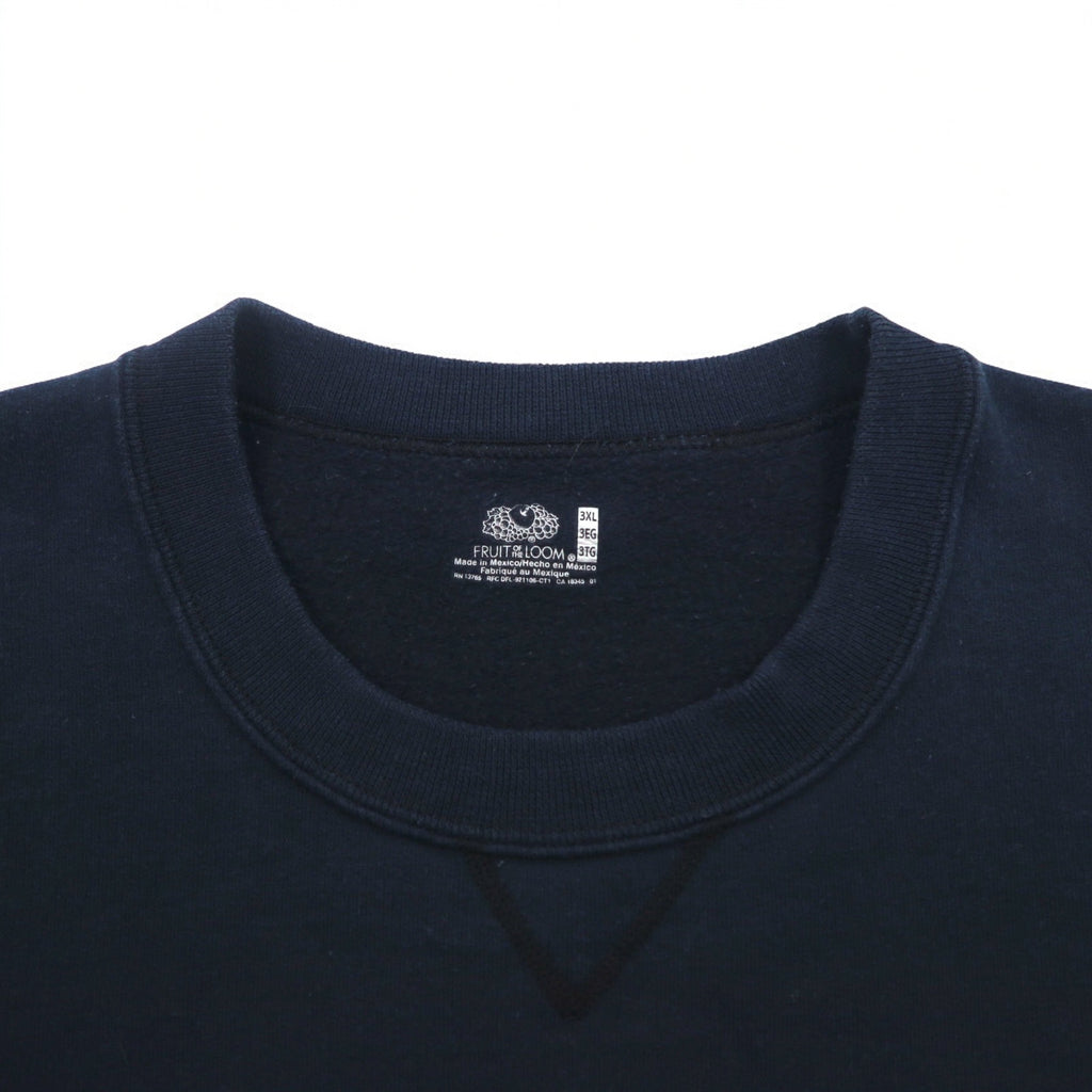 90s FRUIT OF THE LOOM College Print Sweatshirt 3XL Navy SOUTH BOSTON Arch Logo Front V Made in Mexico