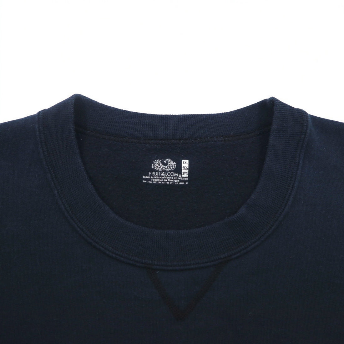 90s FRUIT OF THE LOOM College Print Sweatshirt 3XL Navy SOUTH BOSTON Arch Logo Front V Made in Mexico