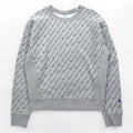 Champion Reverse Weave All-Over Print Sweatshirt, XL, Gray, Blue Single Tag, Reprint, Made in Honduras