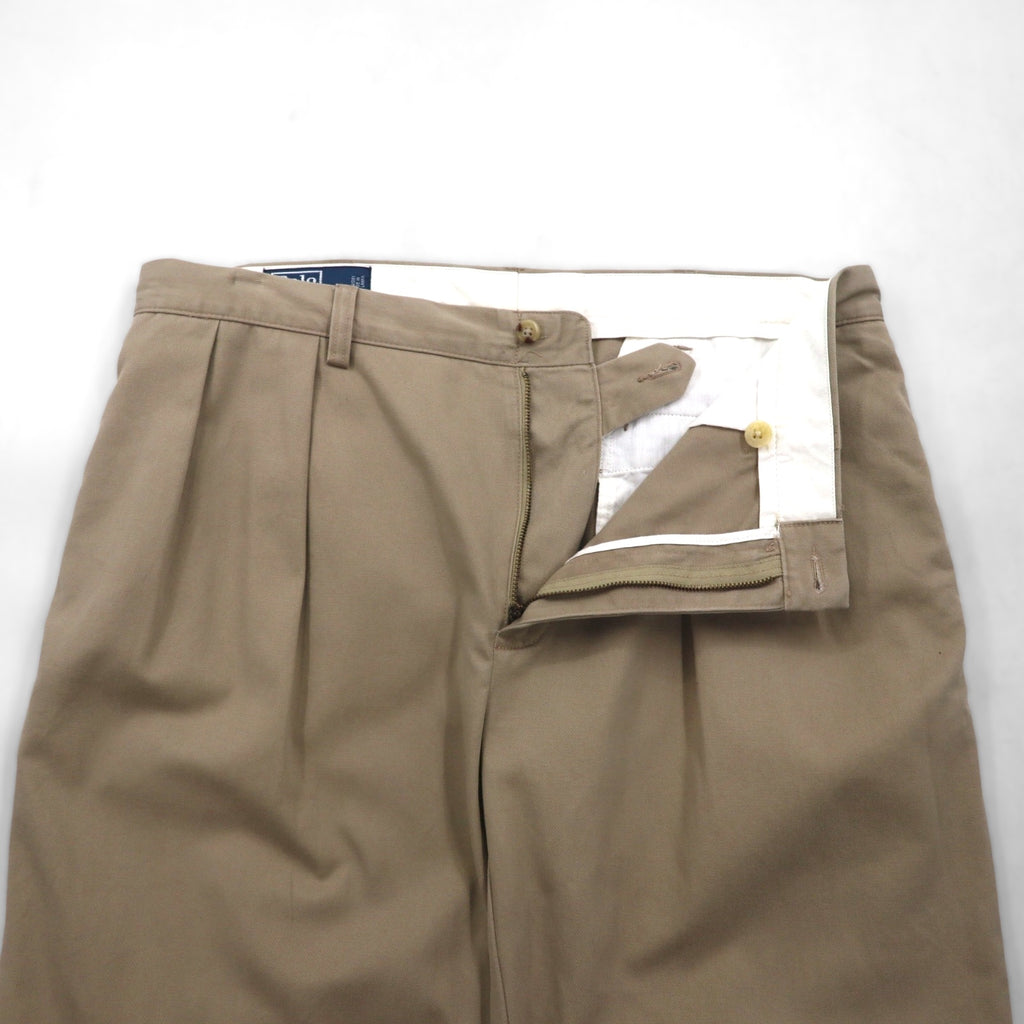 Polo Ralph Lauren 90年代 2タック ワイド チノパンツ ポロチノ L ベージュ プリーツ
