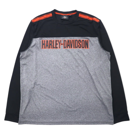 HARLEY DAVIDSON パフォーマンス ロングスリーブ Tシャツ ロンT XL グレー ポリエステル ロゴプリント