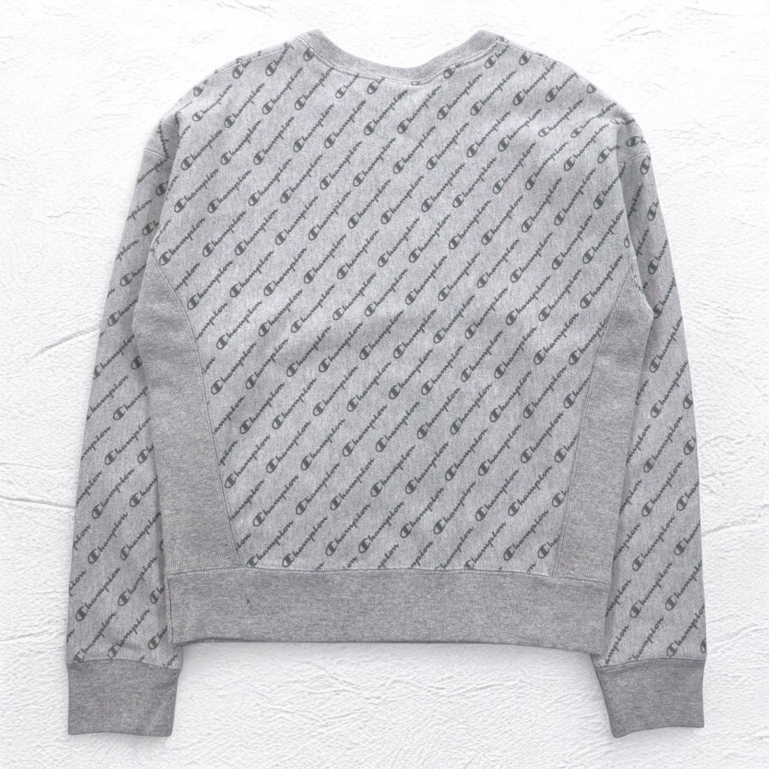 Champion Reverse Weave All-Over Print Sweatshirt, XL, Gray, Blue Single Tag, Reprint, Made in Honduras