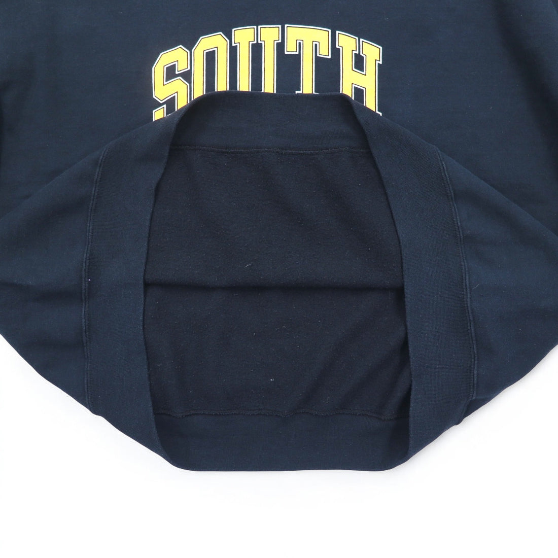 90s FRUIT OF THE LOOM College Print Sweatshirt 3XL Navy SOUTH BOSTON Arch Logo Front V Made in Mexico