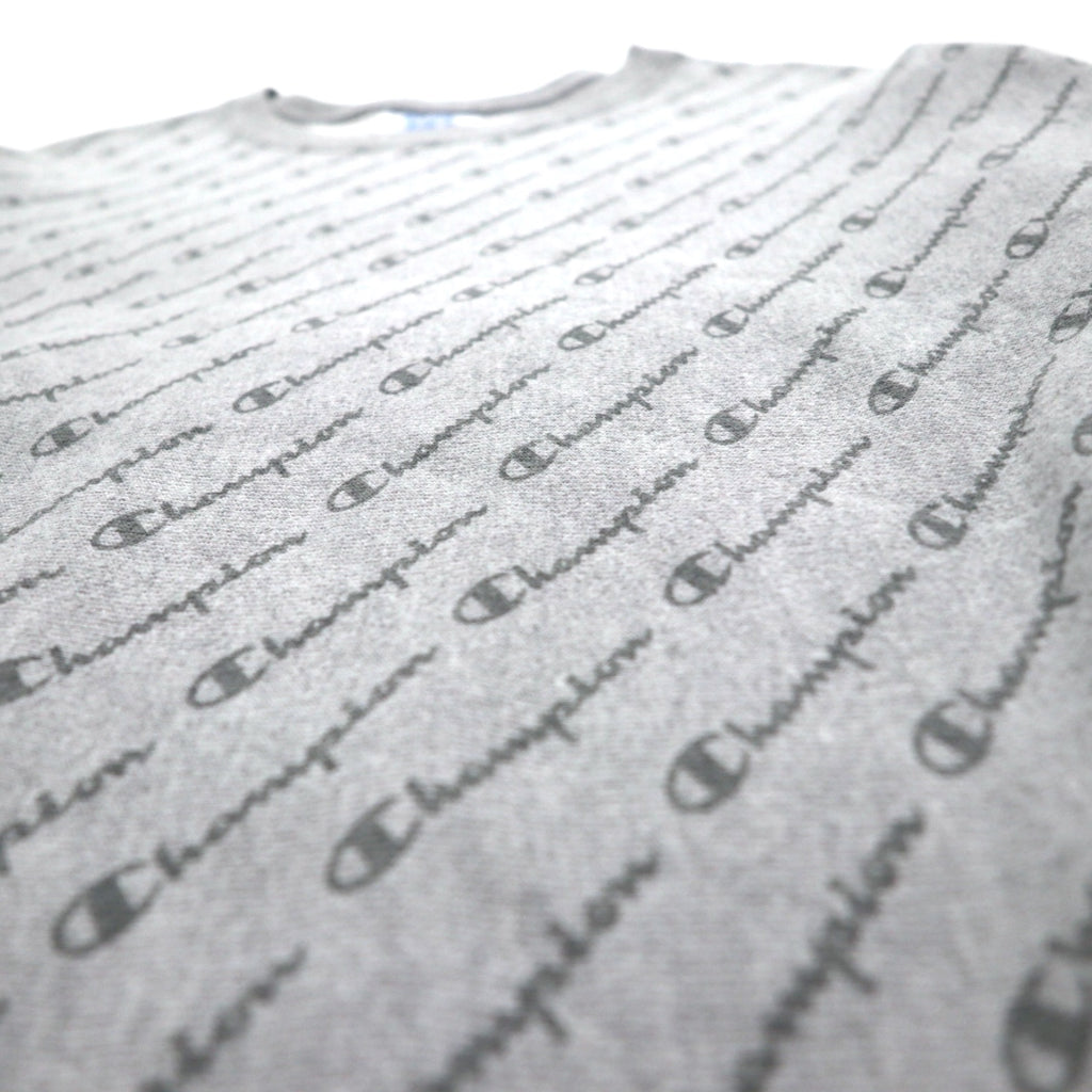 Champion Reverse Weave All-Over Print Sweatshirt, XL, Gray, Blue Single Tag, Reprint, Made in Honduras