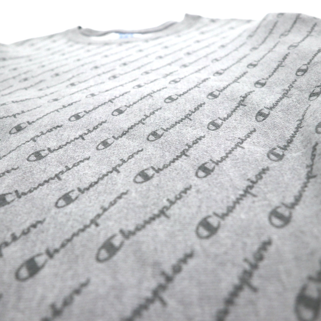 Champion Reverse Weave All-Over Print Sweatshirt, XL, Gray, Blue Single Tag, Reprint, Made in Honduras