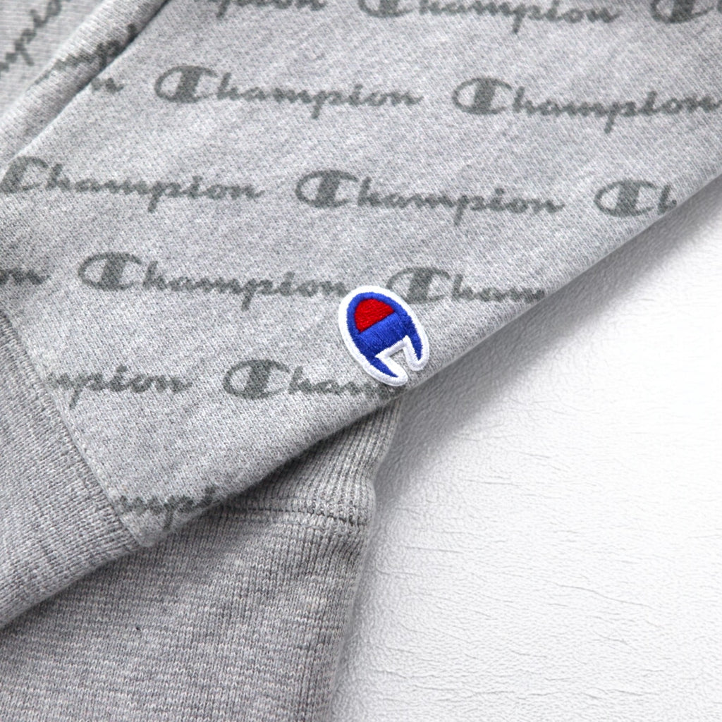 Champion Reverse Weave All-Over Print Sweatshirt, XL, Gray, Blue Single Tag, Reprint, Made in Honduras