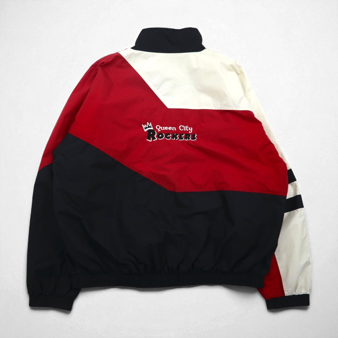 90s Vintage Windbreaker Holloway 90年代 ナイロンジャケット ジャージ XL クレイジーパターン カラーブロック Queen City Rockers