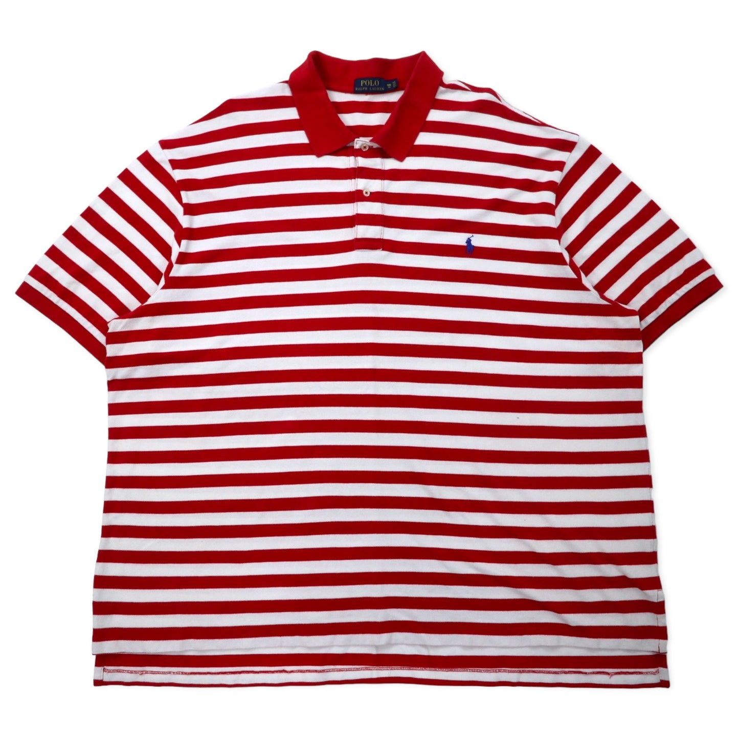 POLO RALPH LAUREN Striped Polo Shirt 4XB BIG Red White Cotton Big Size  Small Pony Embroidery – 日本然リトテ