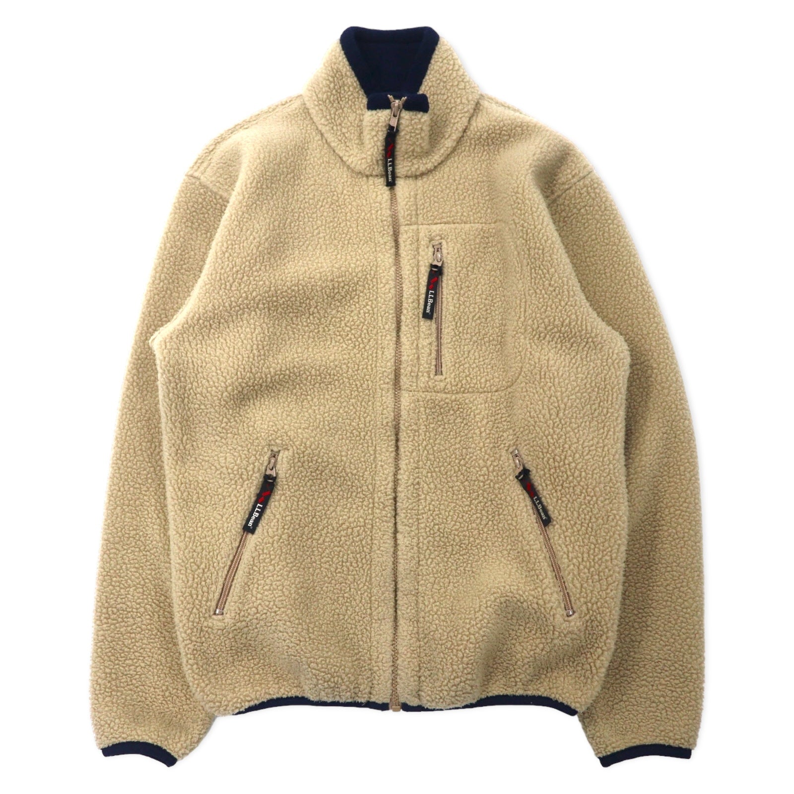 日本然リトテ-古着オンライン-L.L.Bean USA製 フルジップ フリースジャケット S クリーム ポリエステル 0D437-L.L.Bean USA MADE full zip Fleece jacket s cream polyester 0D437