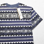 90年代 weekends ネイティブ柄 Tシャツ L グレー 総柄 ボーダー コットン 未使用品