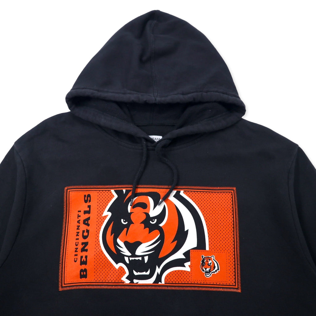 NFL TEAM APPAREL Pullover Hoodie 2XL Black Cotton Fleece Lining CINCINNATI BENGALS Big Size Made in Pakistan