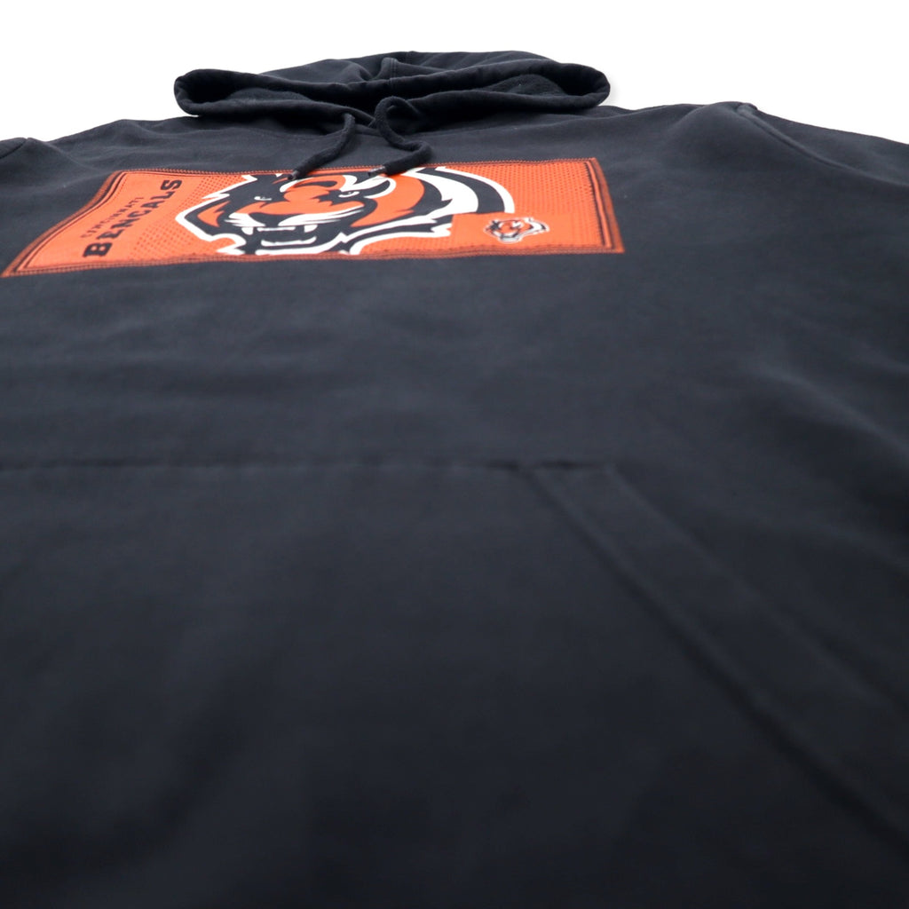 NFL TEAM APPAREL Pullover Hoodie 2XL Black Cotton Fleece Lining CINCINNATI BENGALS Big Size Made in Pakistan