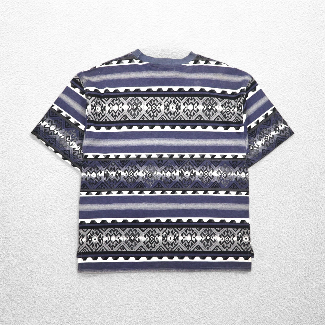 90年代 weekends ネイティブ柄 Tシャツ L グレー 総柄 ボーダー コットン 未使用品