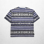 90年代 weekends ネイティブ柄 Tシャツ L グレー 総柄 ボーダー コットン 未使用品