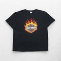 HARLEY DAVIDSON USA製 DELTA ボディ ファイヤーパターン Tシャツ 2XL ブラック ロゴプリント PRO WEIGHT