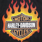 HARLEY DAVIDSON USA製 DELTA ボディ ファイヤーパターン Tシャツ 2XL ブラック ロゴプリント PRO WEIGHT