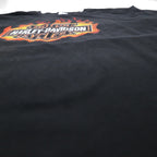 HARLEY DAVIDSON USA製 DELTA ボディ ファイヤーパターン Tシャツ 2XL ブラック ロゴプリント PRO WEIGHT