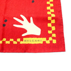 BVLGARI Italian Silk Scarf Red All-over Print Davide Pizzigoni Hand Motif