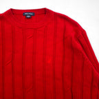NAUTICA 90年代 ケーブル編み コットンニット セーター L レッド ローゲージ