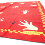 BVLGARI Italian Silk Scarf Red All-over Print Davide Pizzigoni Hand Motif