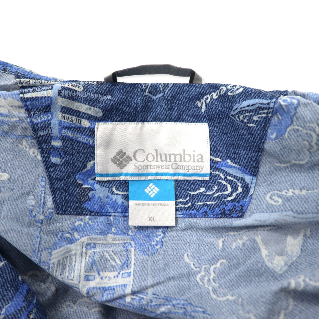 Columbia Hazen Patterned Jacket XL Blue All Over Pattern Nylon Water Repellent Packable HAZEN PATTERNED JACKET PM3728