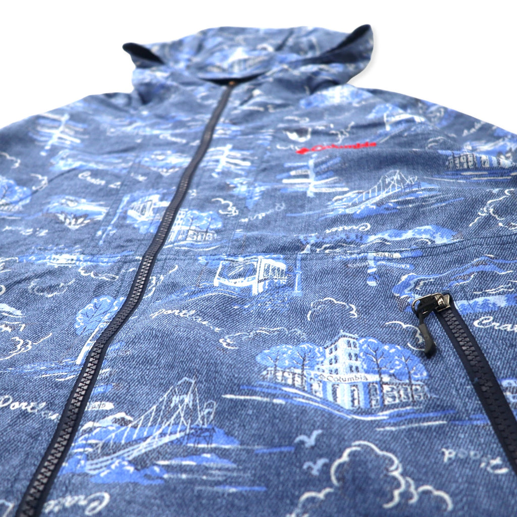 Columbia Hazen Patterned Jacket XL Blue All Over Pattern Nylon Water Repellent Packable HAZEN PATTERNED JACKET PM3728