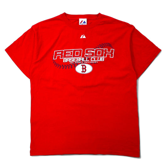 日本然リトテ-古着オンライン-majestic USA製 00年代 MLB プリント Tシャツ L レッド コットン RED SOX BASEBALL CLUB-majestic USA Made 00's MLB Print T-Shirt L Red Cotton RED SOX BASEBALL CLUB