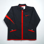 NIKE 90s Silver Tag Nylon Jacket Jersey Size M Black with Big Swoosh
