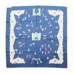 BVLGARI Italian Silk Scarf Navy All-over Print by Davide Pizzigoni