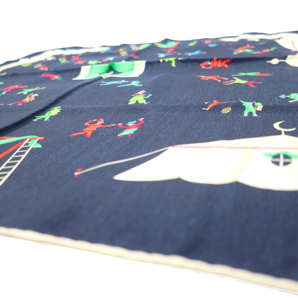 BVLGARI Italian Silk Scarf Navy All-over Print by Davide Pizzigoni
