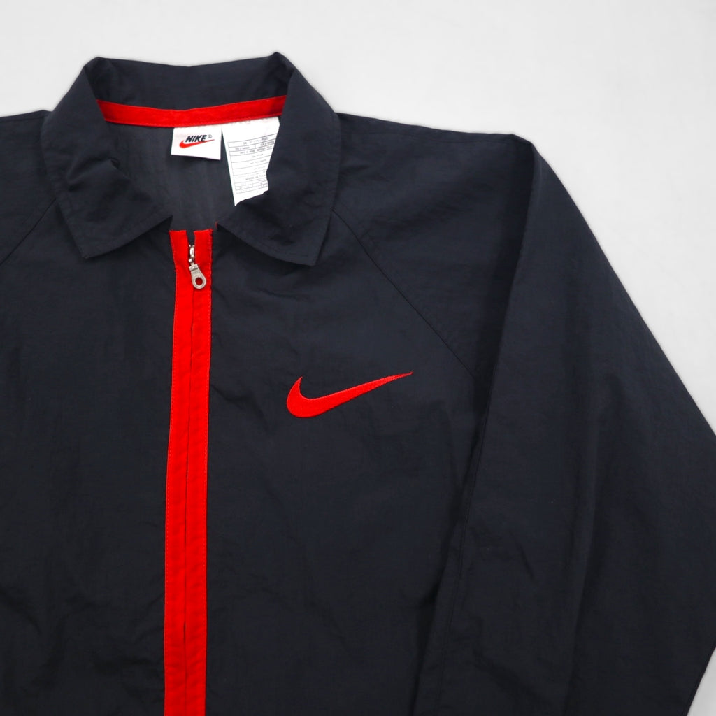NIKE 90s Silver Tag Nylon Jacket Jersey Size M Black with Big Swoosh