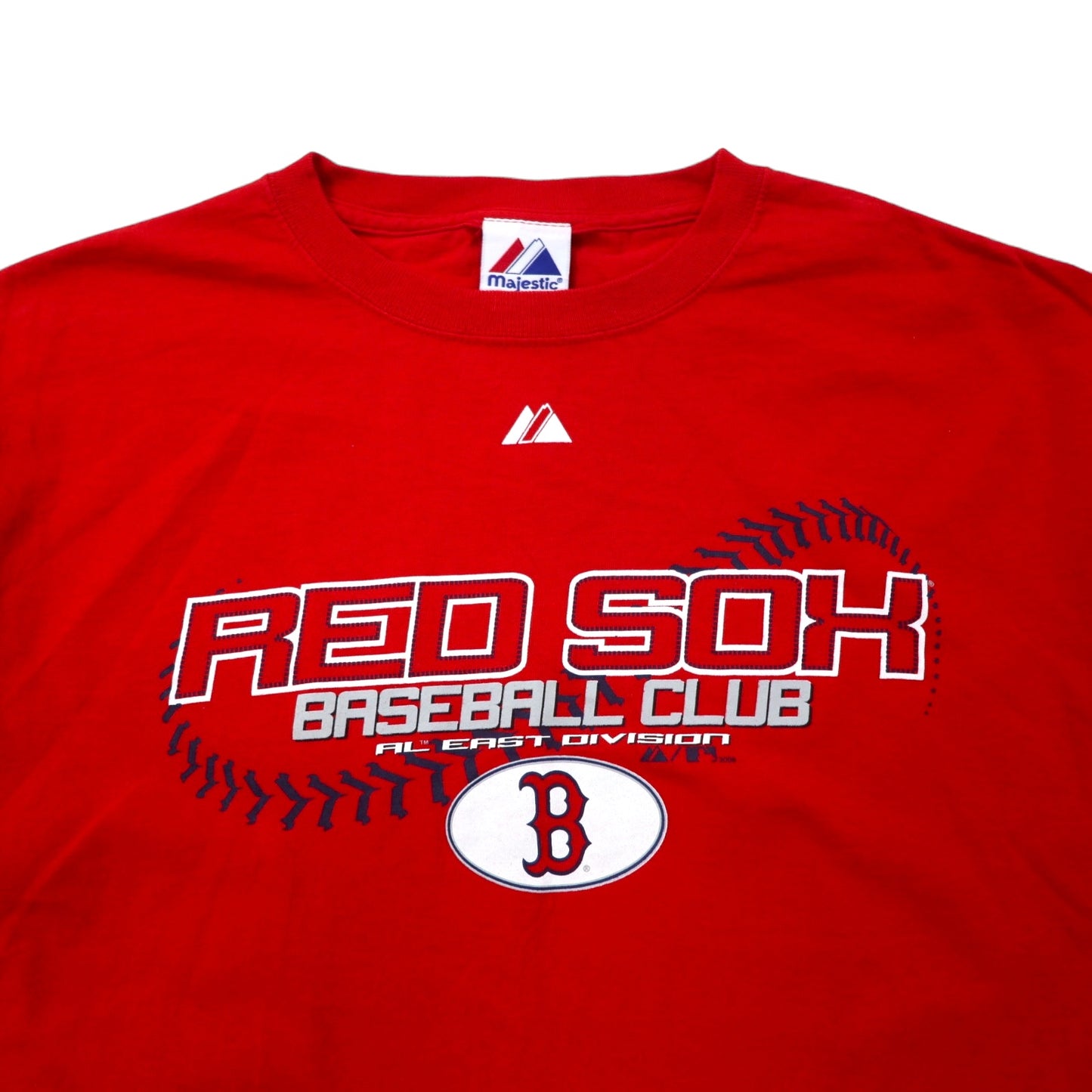 majestic USA製 00年代 MLB プリント Tシャツ L レッド コットン RED SOX BASEBALL CLUB