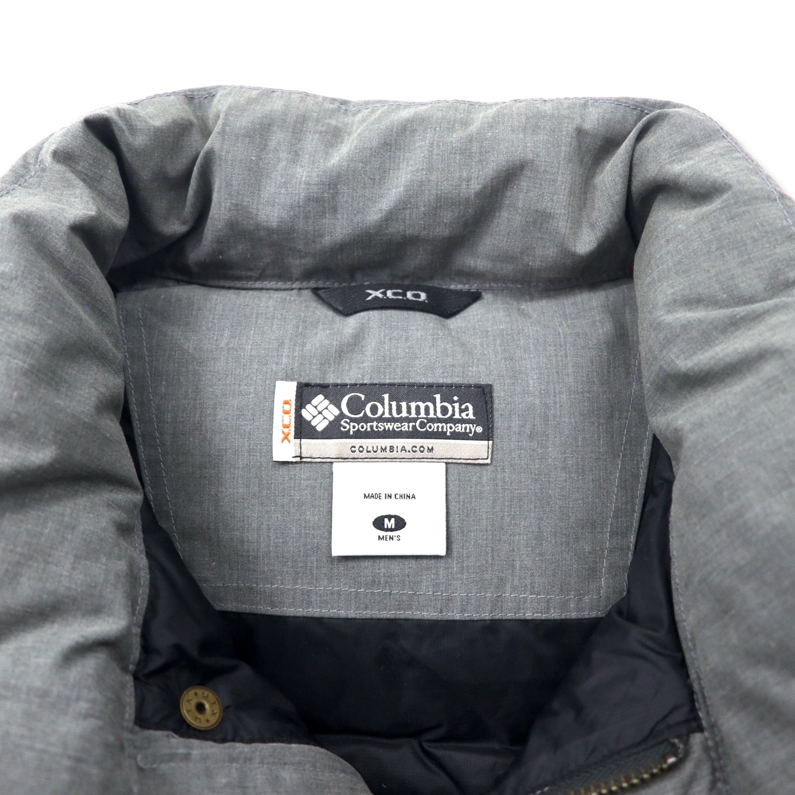 Columbia Deep Canyon Vest Down Vest M Gray Polyester Cotton Heather Ridge Cross Durable Water Repellent Teflon Treatment PM1053