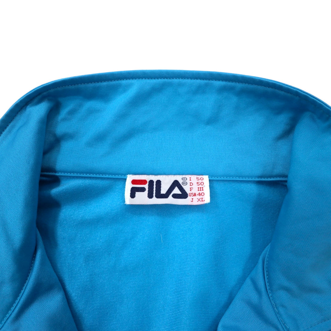 FILA 90s Track Jacket Jersey XL Blue Color Block Polyester Logo Embroidery