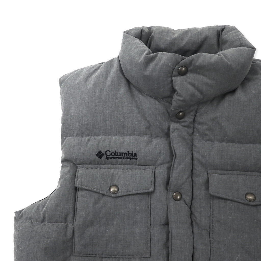 Columbia Deep Canyon Vest Down Vest M Gray Polyester Cotton Heather Ridge Cross Durable Water Repellent Teflon Treatment PM1053