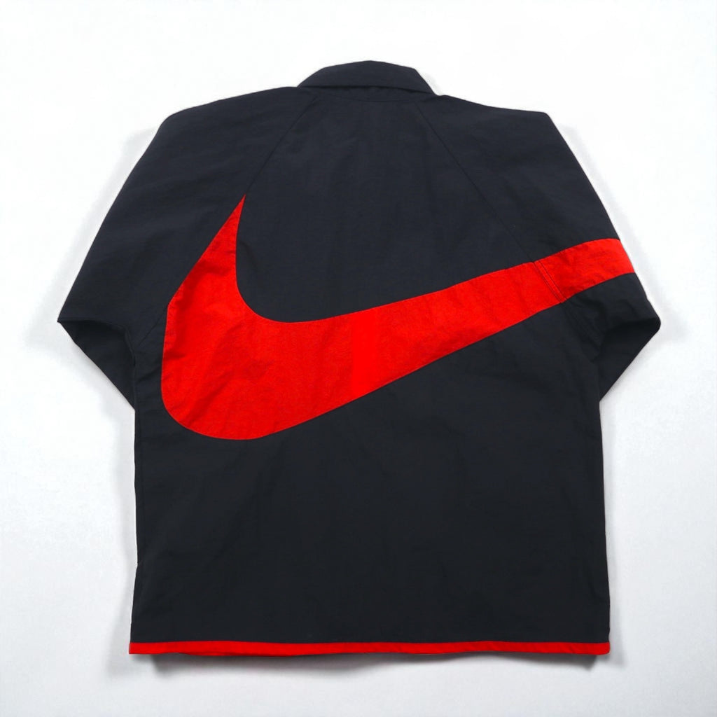 NIKE 90s Silver Tag Nylon Jacket Jersey Size M Black with Big Swoosh