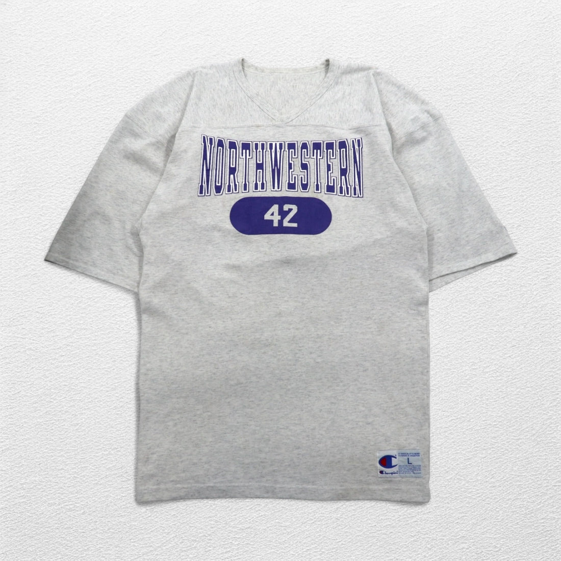 Champion 90年代 USA製 オーバーサイズ 半袖 スウェット Tシャツ L グレー NCAA NORTHWESTERN フットボール