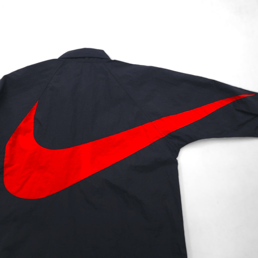 NIKE 90s Silver Tag Nylon Jacket Jersey Size M Black with Big Swoosh