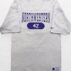 Champion 90年代 USA製 オーバーサイズ 半袖 スウェット Tシャツ L グレー NCAA NORTHWESTERN フットボール