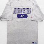 Champion 90年代 USA製 オーバーサイズ 半袖 スウェット Tシャツ L グレー NCAA NORTHWESTERN フットボール