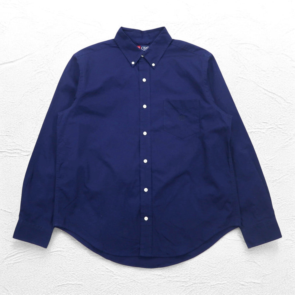 CHAPS Button-down Shirt L Navy elbow patch chest pocket one-point logo embroidery