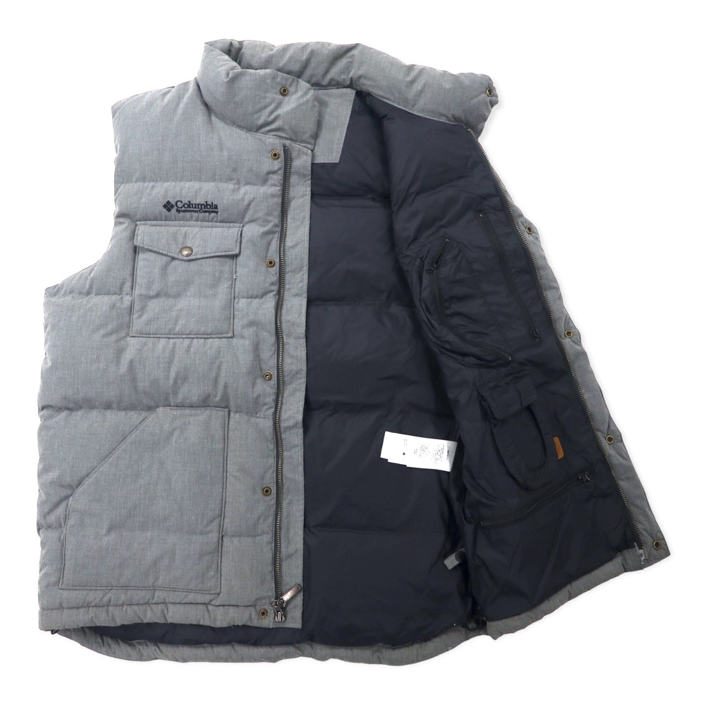 Columbia Deep Canyon Vest Down Vest M Gray Polyester Cotton Heather Ridge Cross Durable Water Repellent Teflon Treatment PM1053