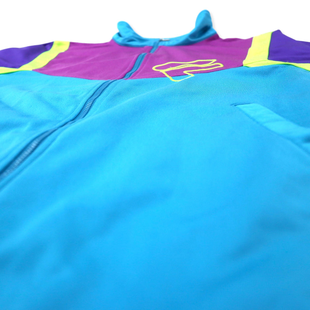 FILA 90s Track Jacket Jersey XL Blue Color Block Polyester Logo Embroidery