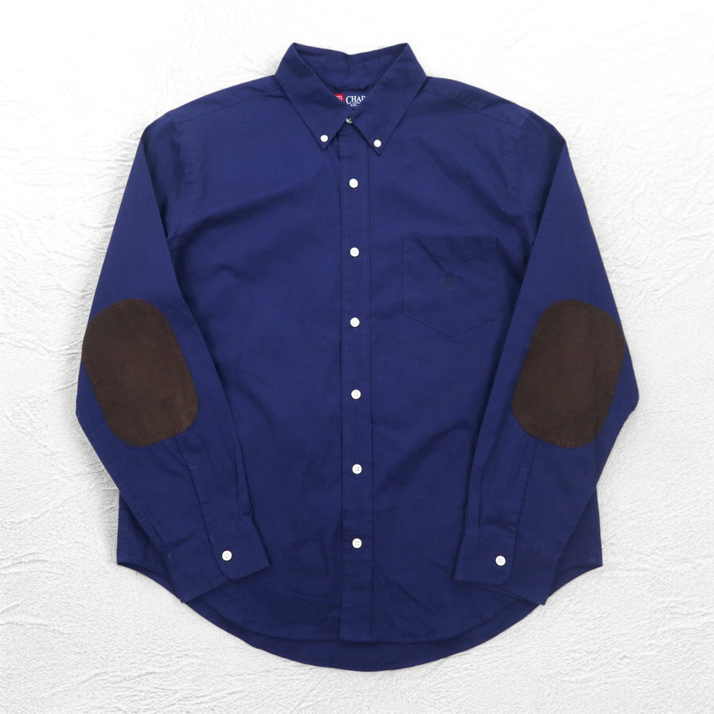 CHAPS Button-down Shirt L Navy elbow patch chest pocket one-point logo embroidery