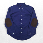 CHAPS Button-down Shirt L Navy elbow patch chest pocket one-point logo embroidery
